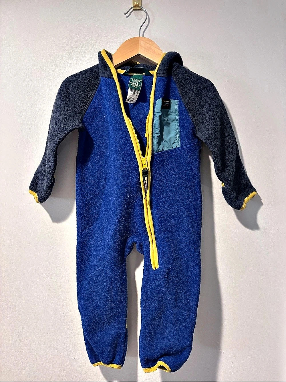 L.L.Bean Hi-Pile Fleece Bunting Baby Blue & Yellow